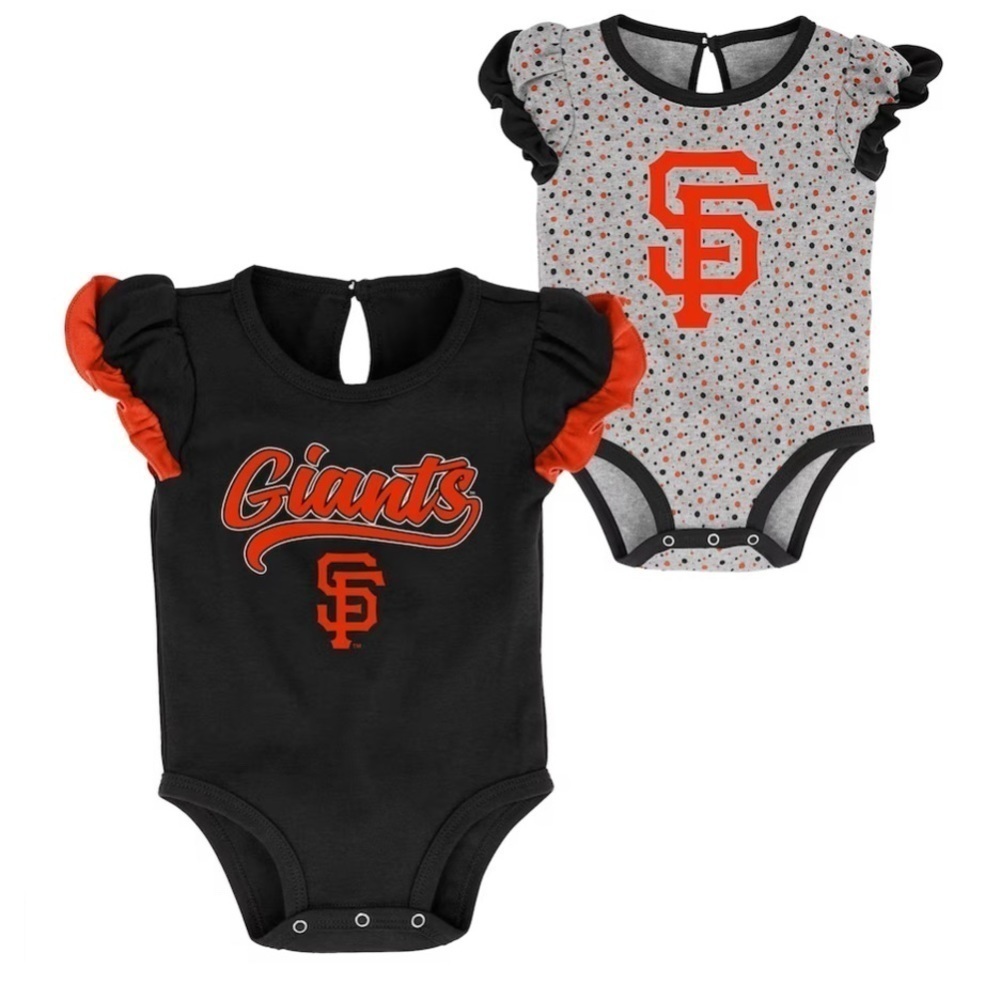 BABY Girls San Francisco Giants Two-Pack Ruffled Onesie Creepers NWT